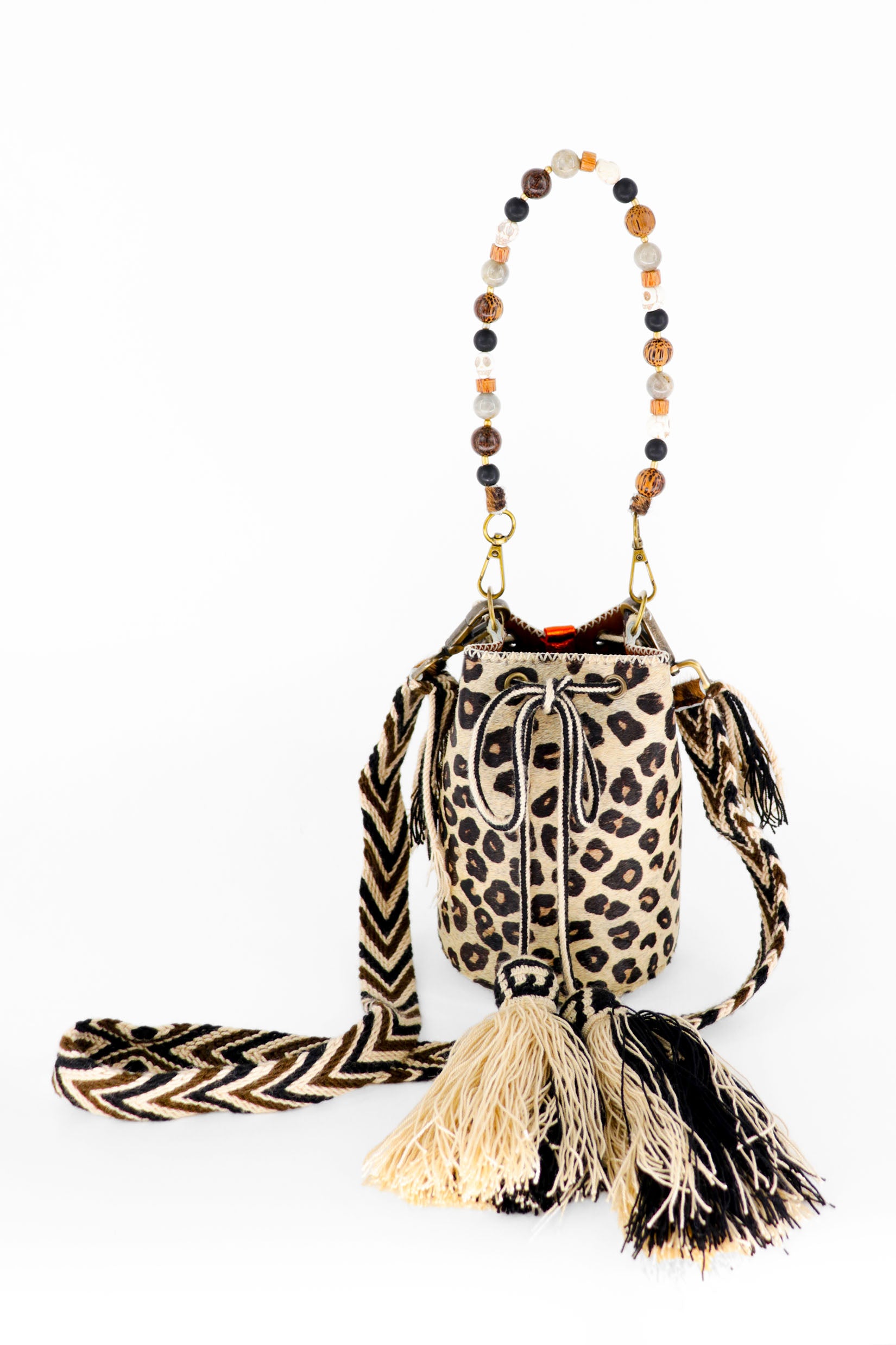 APÜNÜ BUCKET BAG X-SMALL FURRY / LEOPARD - COL BRW #350003